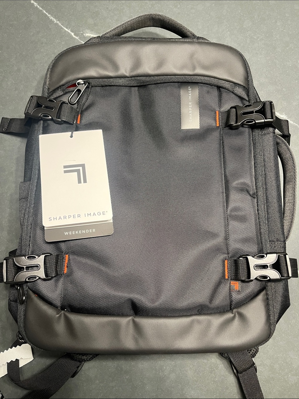 Sharper Image Black Backpack with Orange Accents